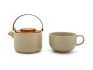 Tea for One "Umea" mit Bambusdeckel, grau - Porzellan