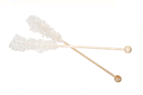 Holzstick mit wei�em Kandis. wei�e Kandissticks